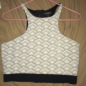 White & Black print Express crop top